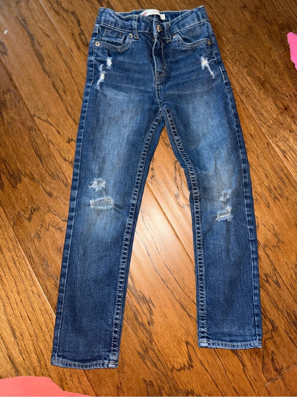 Dark size 6 little girls Levi’s  Blue Distressed Skinny Jeans